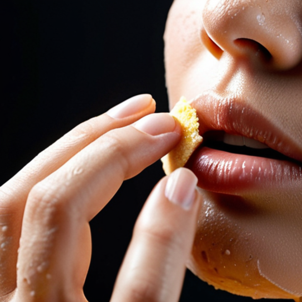 **Close-up of a woman applying foundation with a damp sponge, achieving a natural, even skin tone. Focus on the texture of the skin and the flawless blend. Soft, diffused lighting to showcase a healthy glow.**
